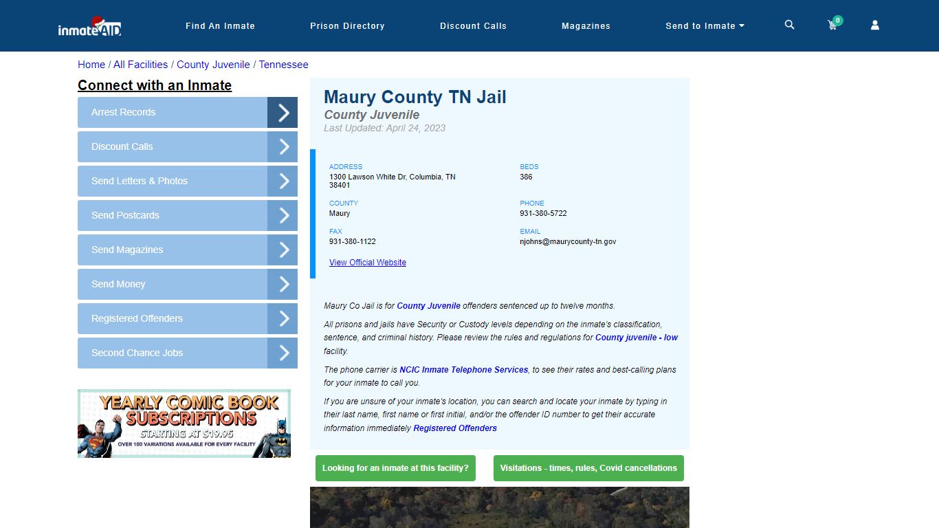 Maury County TN Jail & Inmate Search - Columbia, TN